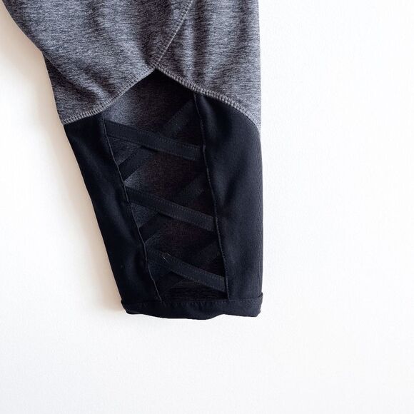 Nola Womens High Rise Elastic Waist Activewear Black Gray Capri Leggings Size 2X - Picture 4 of 12